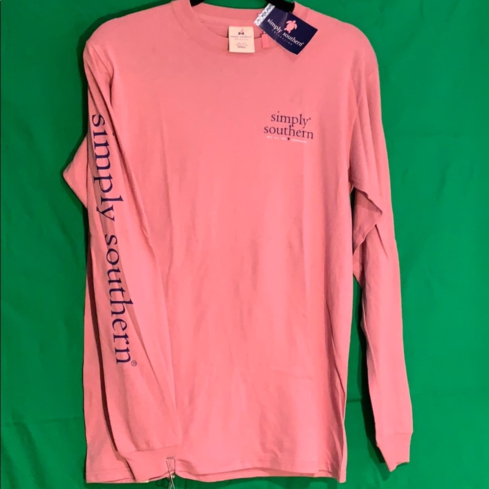 Simply Southern LS basic logo T:rose&navy/NWT